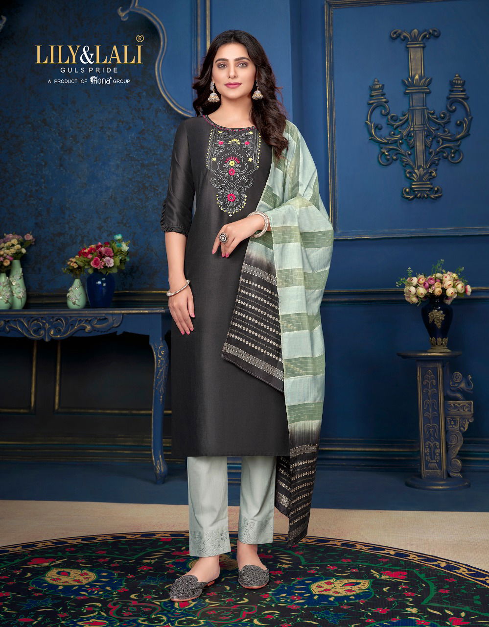 Lily And Lali Muskan 3 Silk Fancy Ethnic Wear Kurti Pant With Dupatta Collection